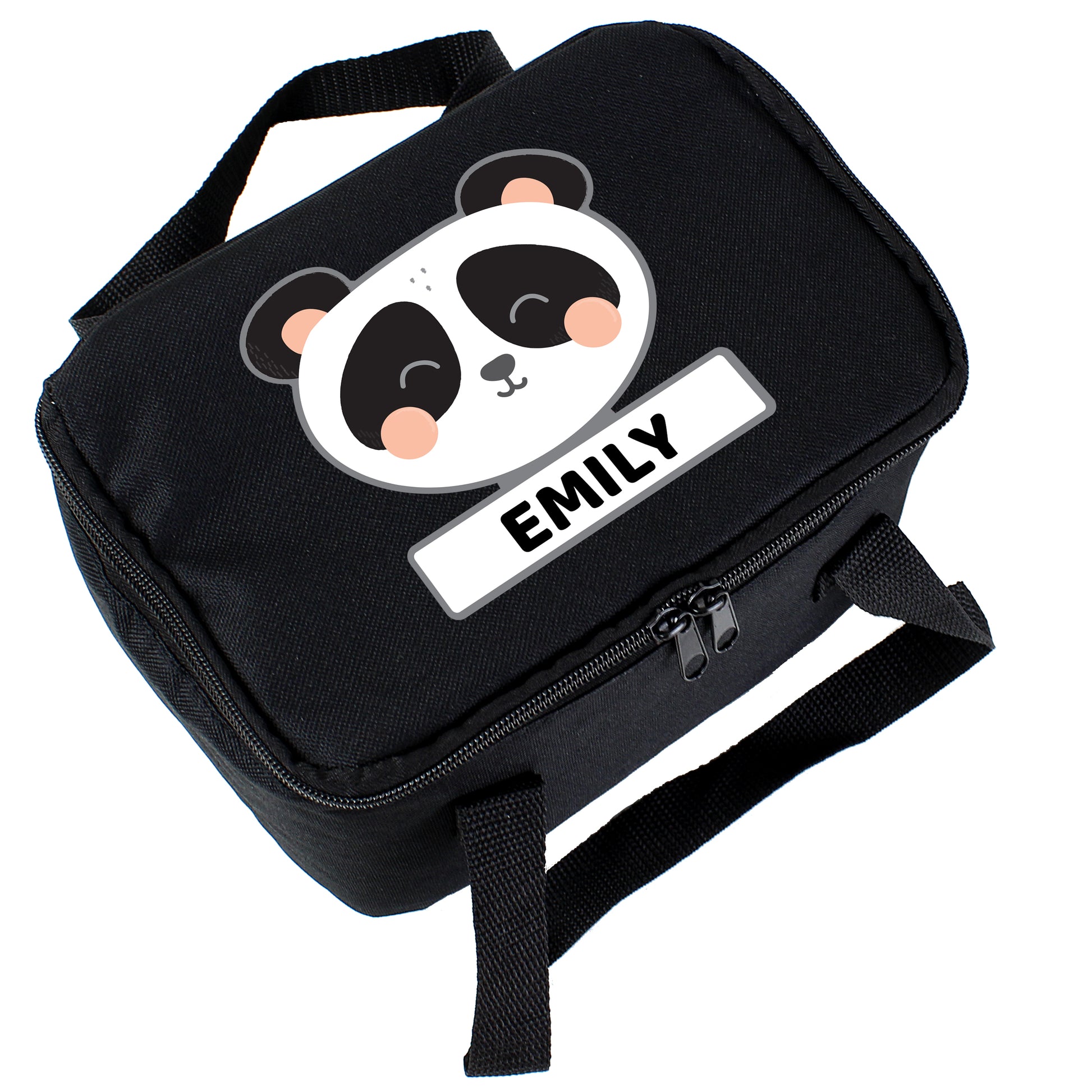 Personalised Panda Black Lunch Bag - MK&JD Gifts