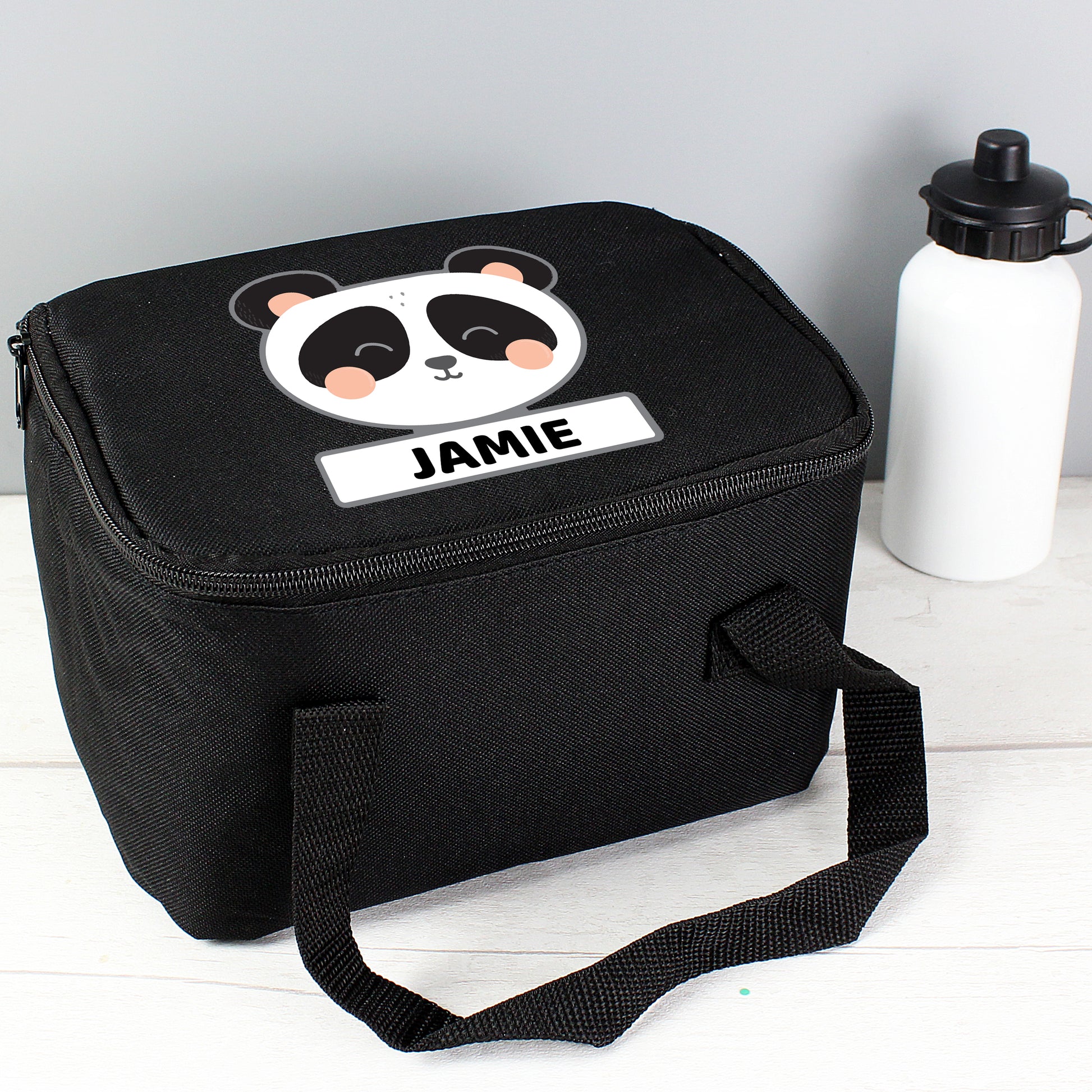 Personalised Panda Black Lunch Bag - MK&JD Gifts