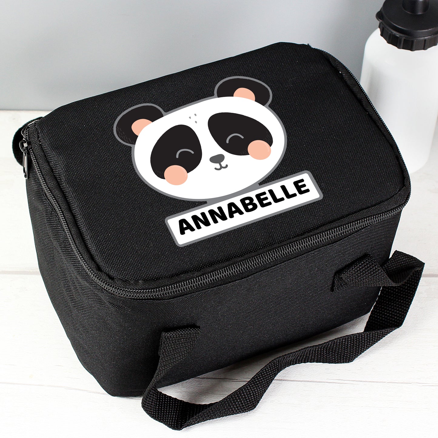 Personalised Panda Black Lunch Bag - MK&JD Gifts