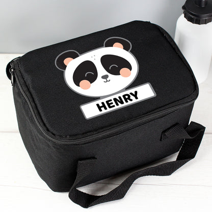 Personalised Panda Black Lunch Bag - MK&JD Gifts