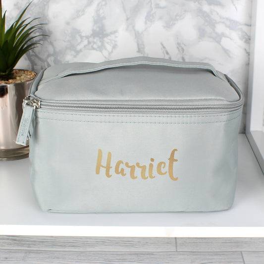 Personalised Gold Name Grey Toiletry Bag - MK&JD Gifts