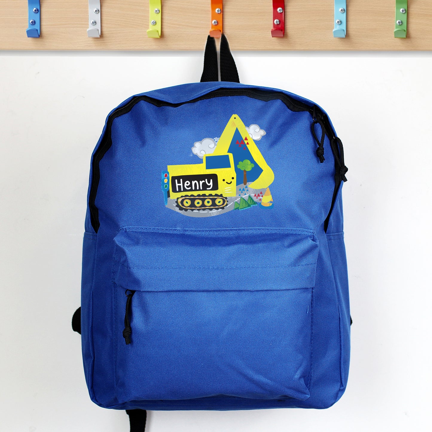 Personalised Digger Blue Backpack - MK&JD Gifts