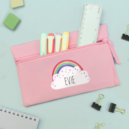 Personalised Rainbow Pink Pencil Case - MK&JD Gifts