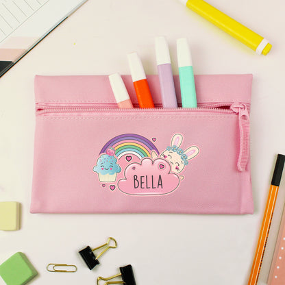 Personalised Cute Bunny Pink Pencil Case - MK&JD Gifts