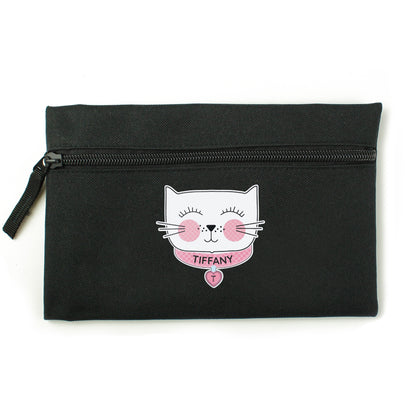 Personalised Cute Cat Black Pencil Case - MK&JD Gifts