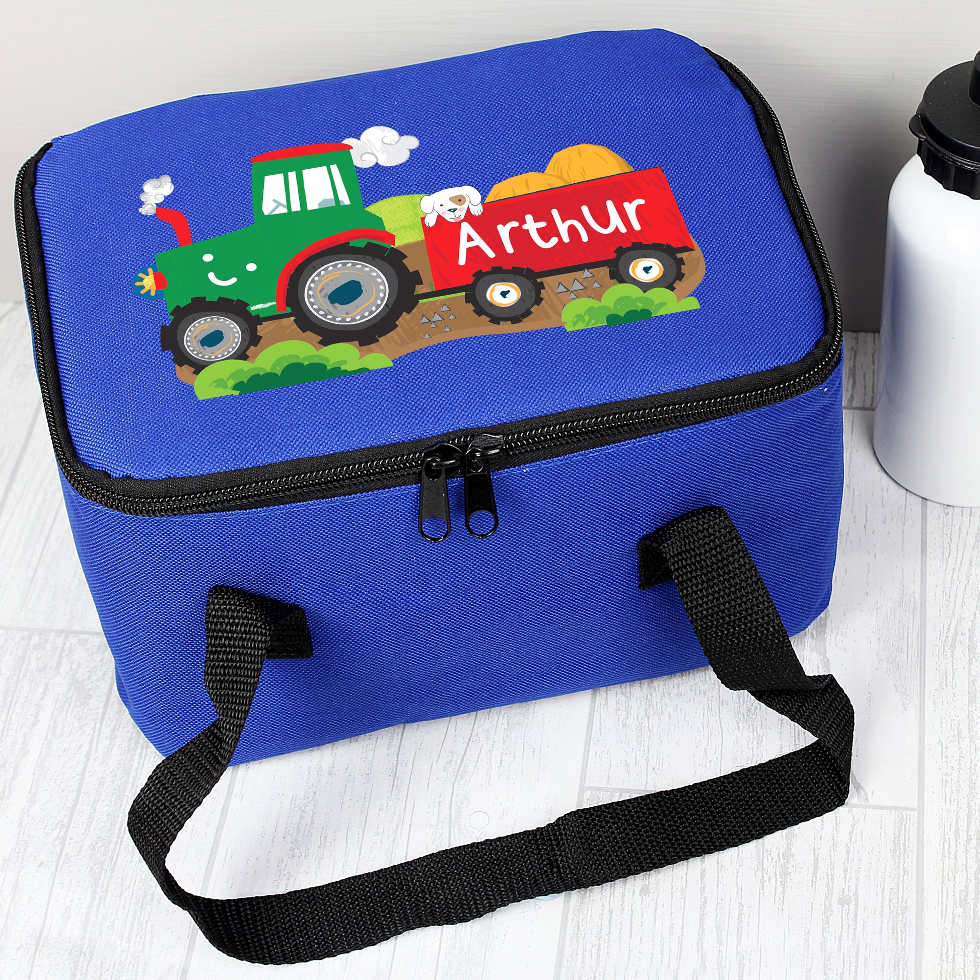 Personalised Tractor Blue Lunch Bag - MK&JD Gifts