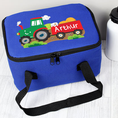 Personalised Tractor Blue Lunch Bag - MK&JD Gifts