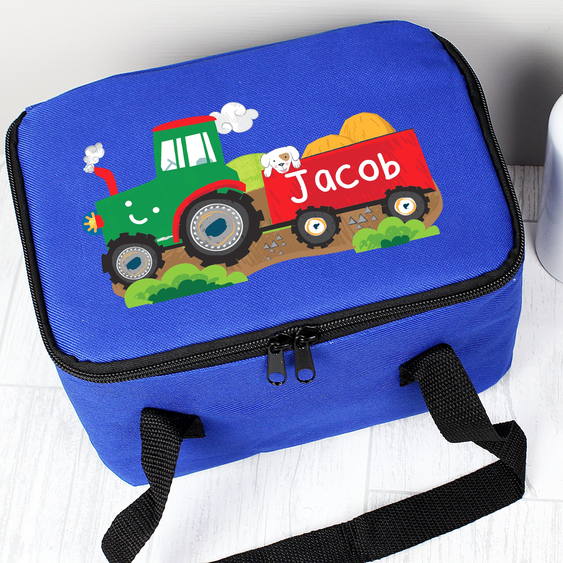 Personalised Tractor Blue Lunch Bag - MK&JD Gifts