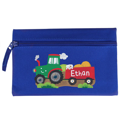 Personalised Tractor Blue Pencil Case - MK&JD Gifts
