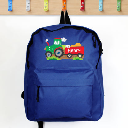 Personalised Tractor Blue Backpack - MK&JD Gifts
