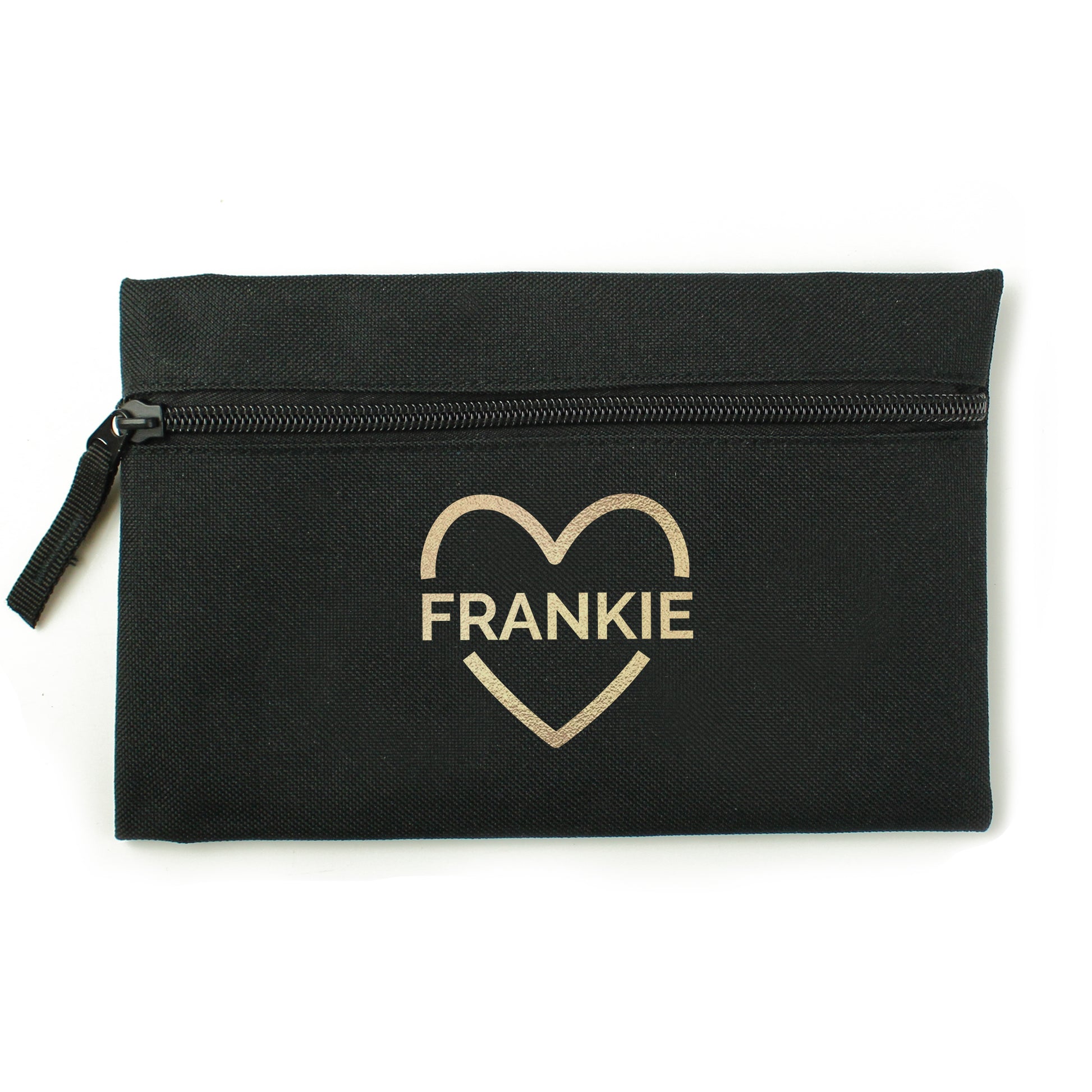 Personalised Gold Heart Black Pencil Case - MK&JD Gifts