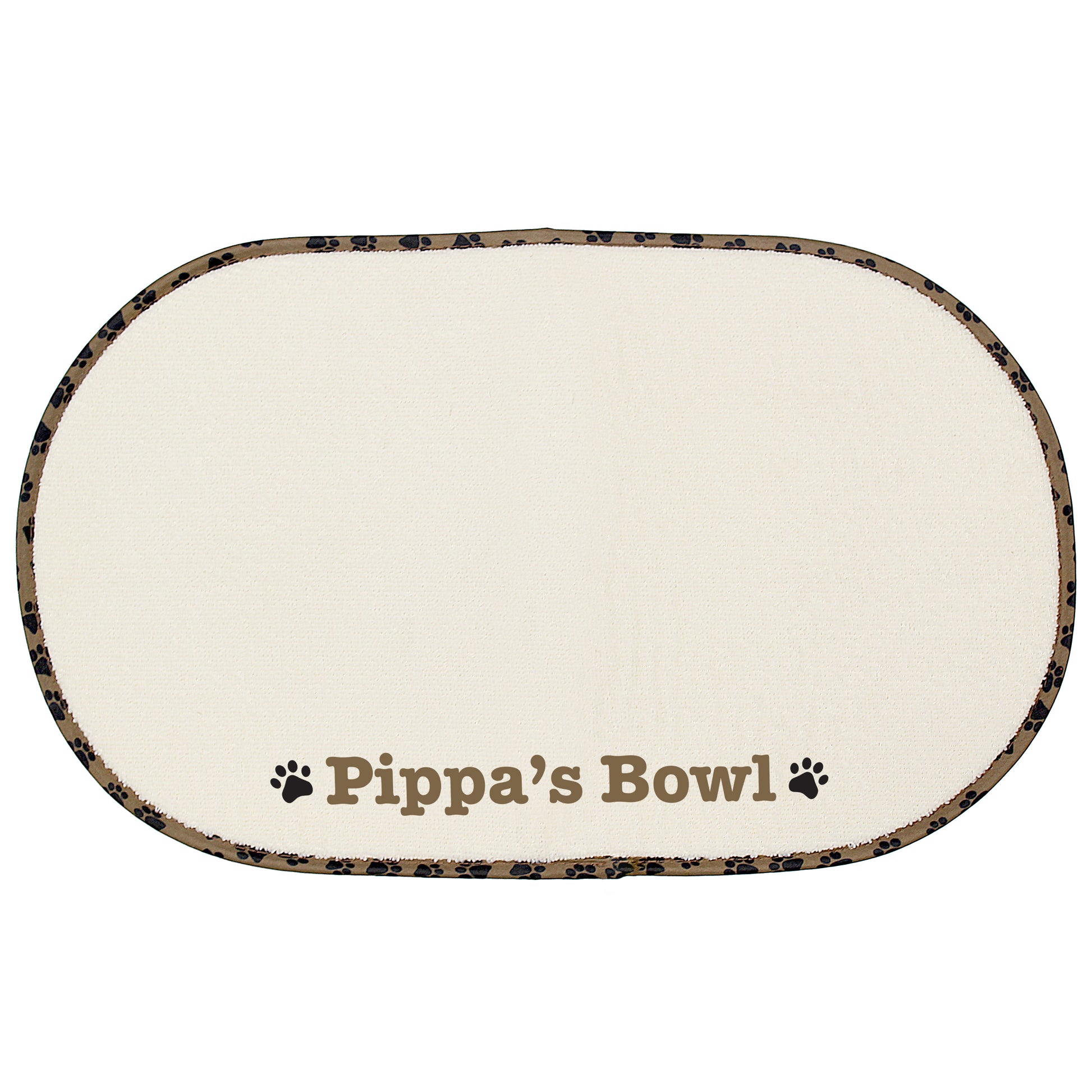 Personalised Brown Microfibre Paw Print Pet Bowl Mat - MK&JD Gifts
