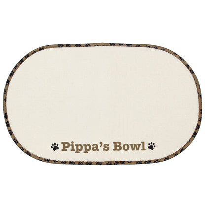 Personalised Brown Microfibre Paw Print Pet Bowl Mat - MK&JD Gifts