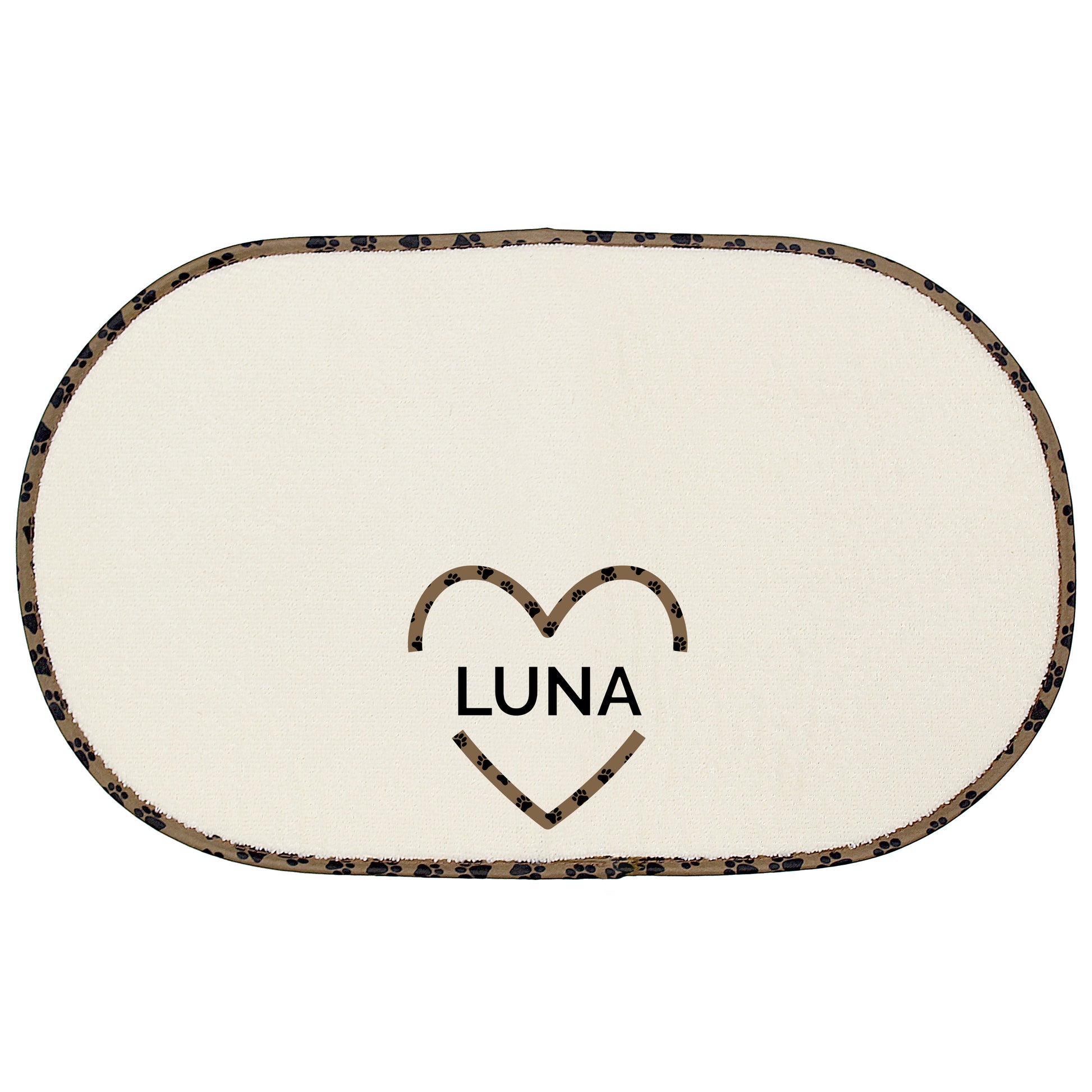 Personalised Love Heart Microfibre Pet Bowl Mat - MK&JD Gifts