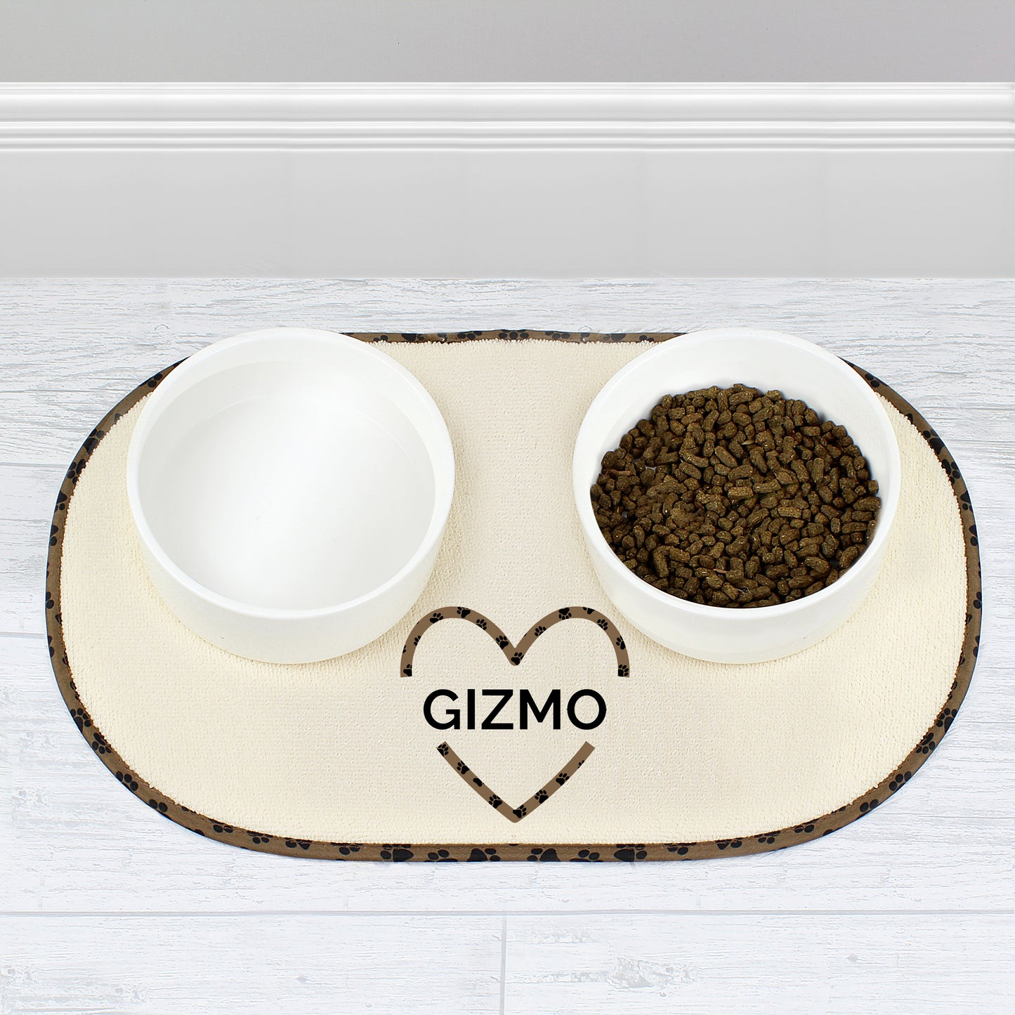 Personalised Love Heart Microfibre Pet Bowl Mat - MK&JD Gifts
