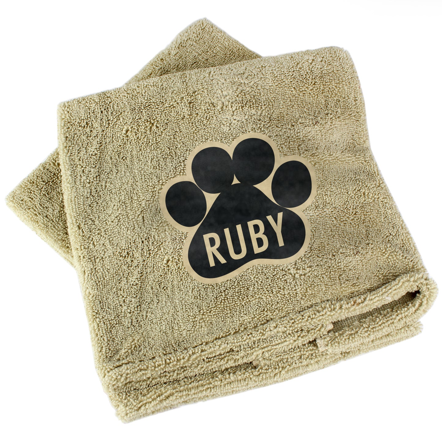 Personalised Paw Print Brown Microfibre Pet Towel - MK&JD Gifts
