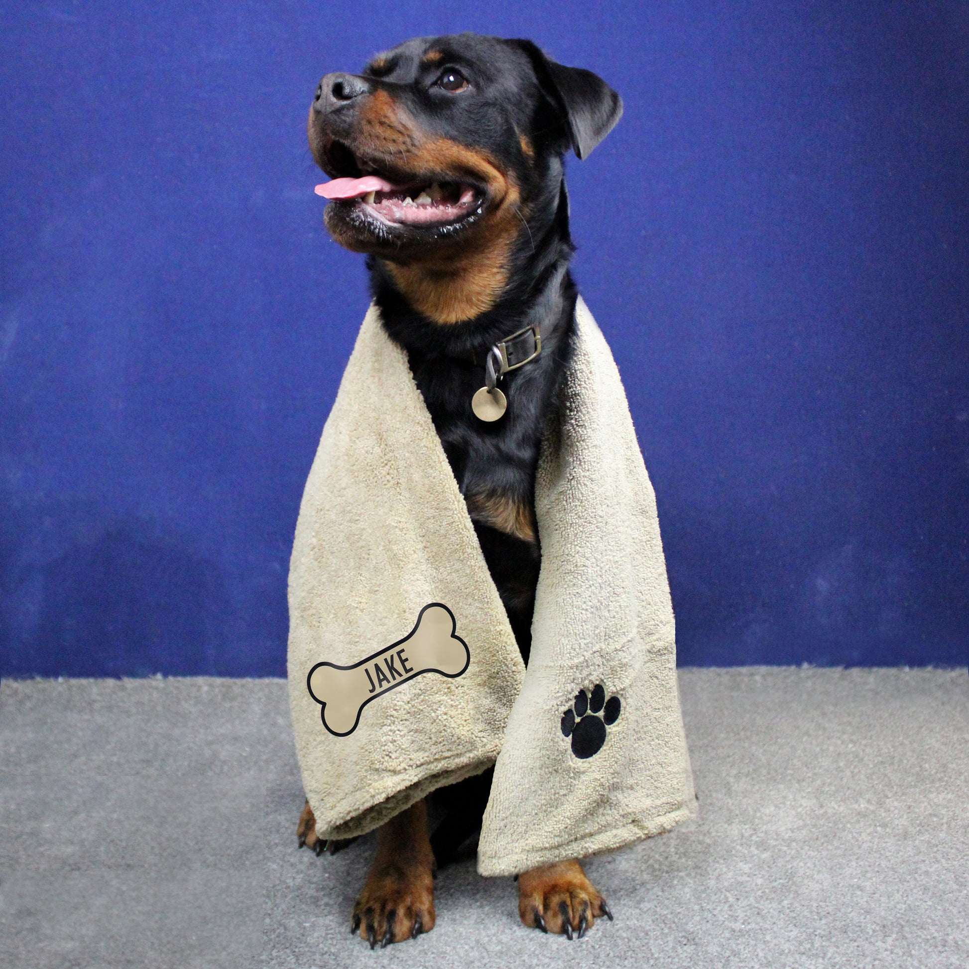 Personalised Bone Brown Microfibre Pet Towel - MK&JD Gifts