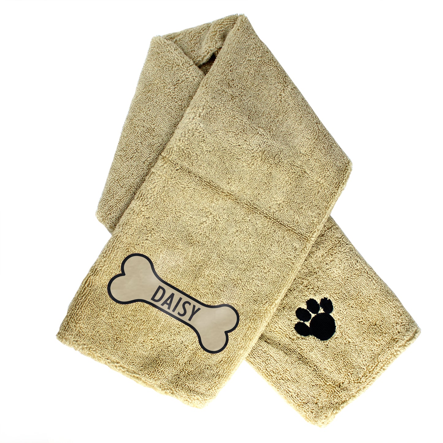 Personalised Bone Brown Microfibre Pet Towel - MK&JD Gifts