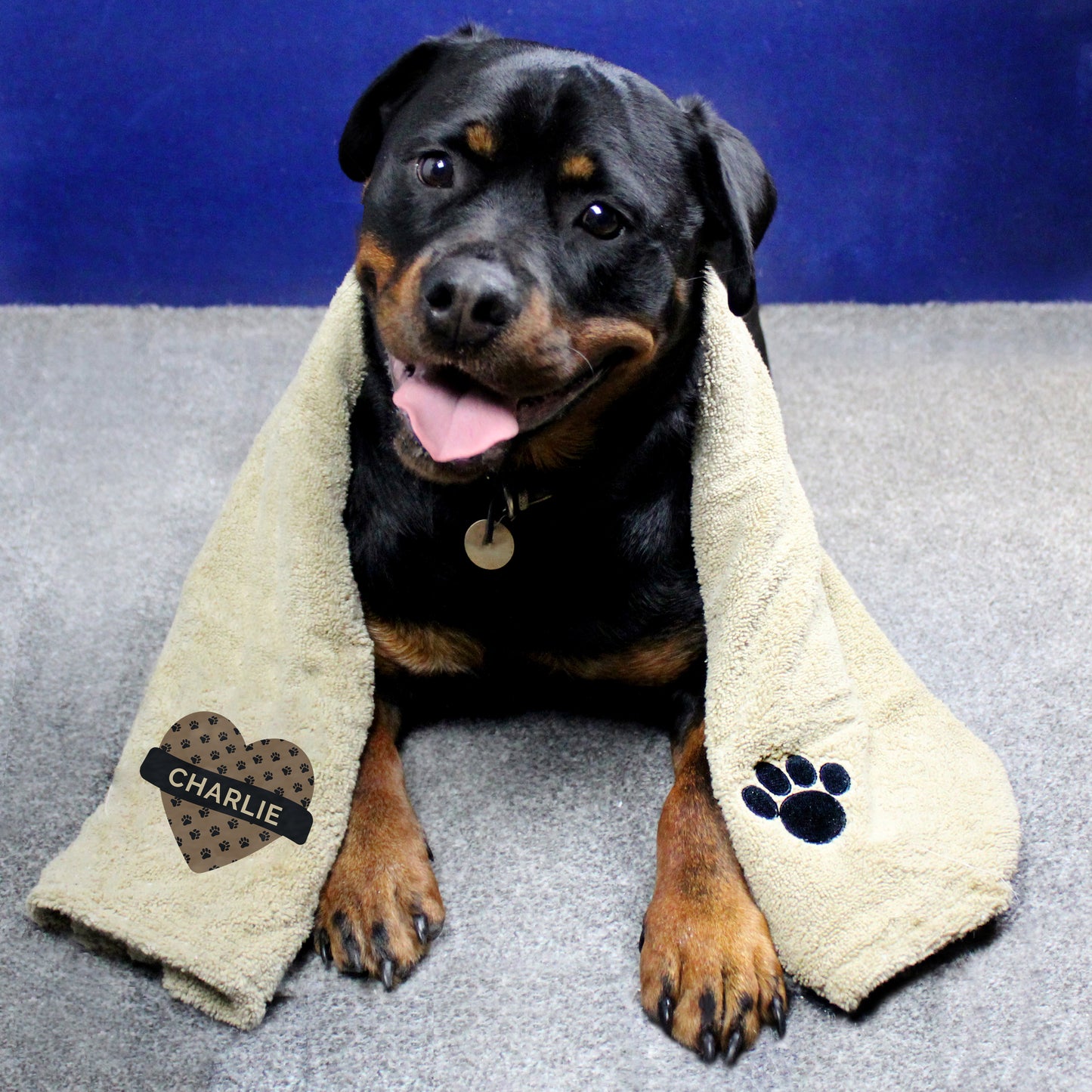 Personalised Heart Brown Microfibre Pet Towel - MK&JD Gifts