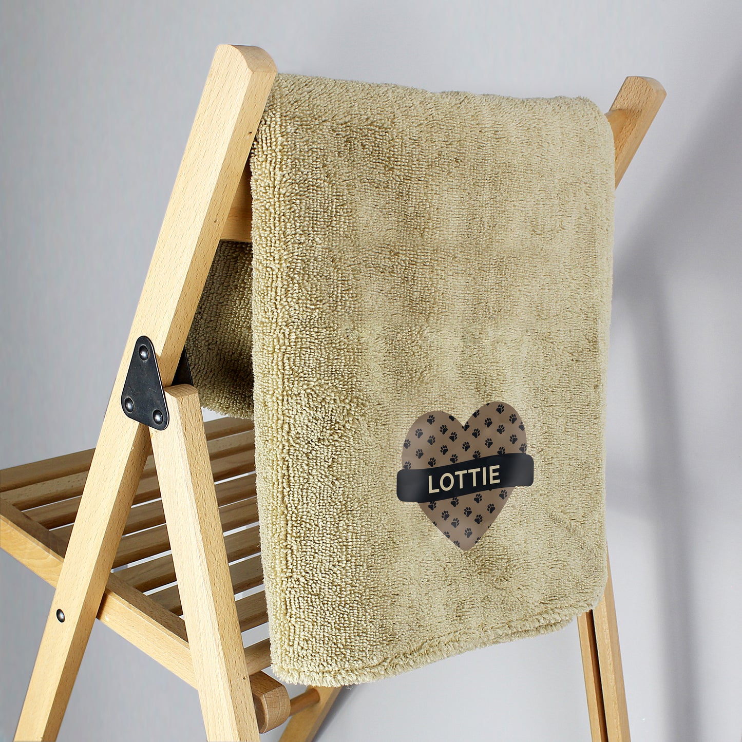 Personalised Heart Brown Microfibre Pet Towel - MK&JD Gifts
