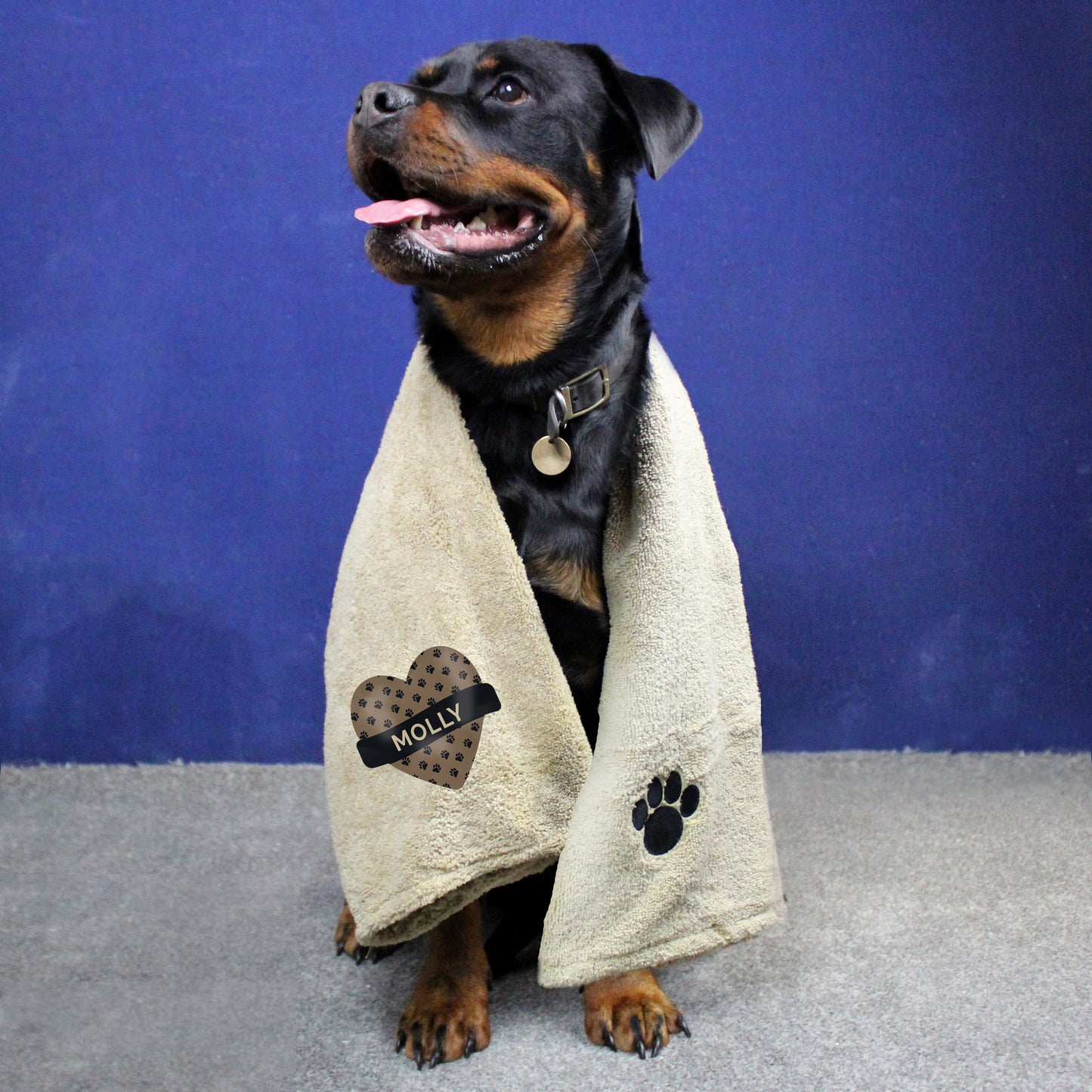 Personalised Heart Brown Microfibre Pet Towel - MK&JD Gifts