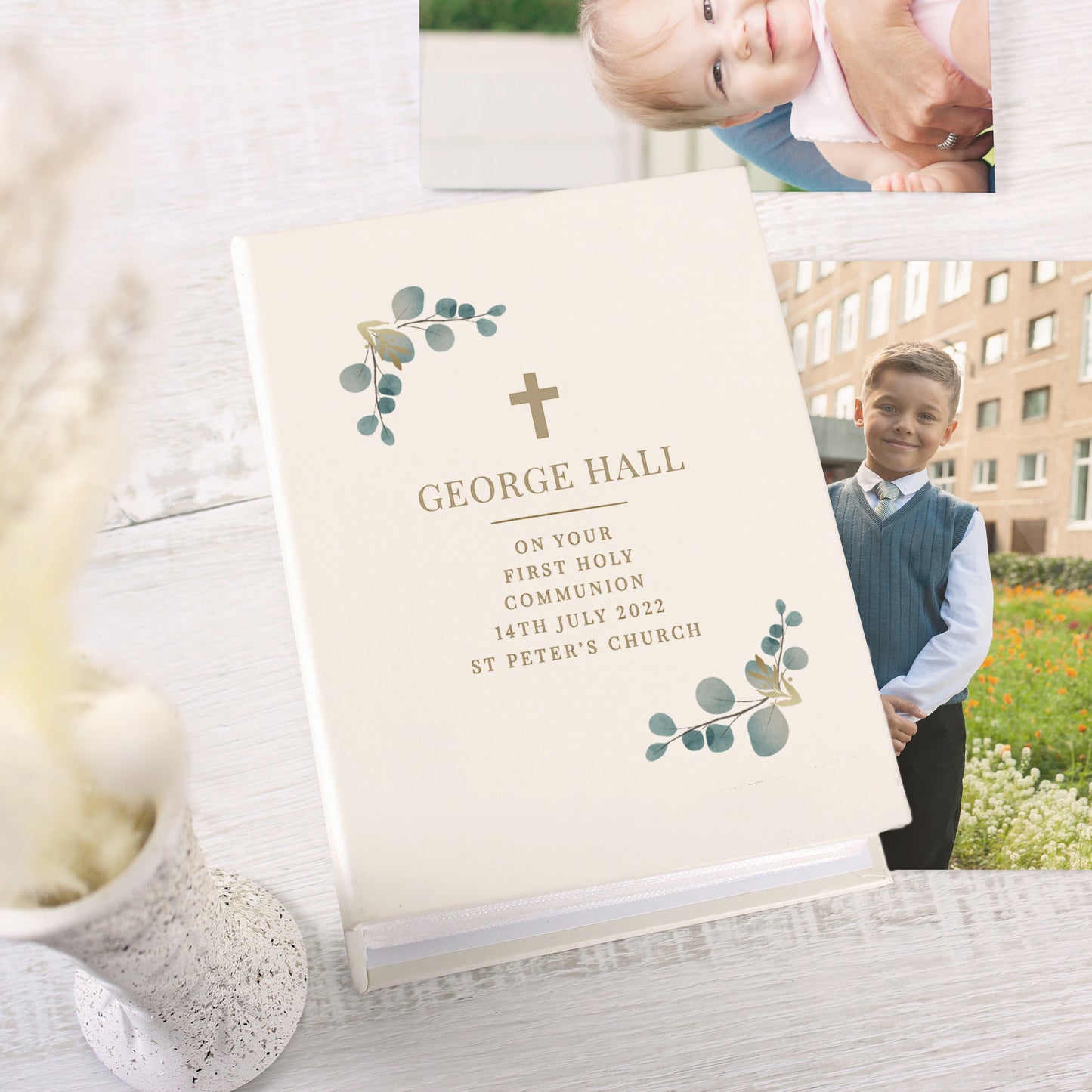 Personalised Botanical Cross 6x4 Photo Album with Sleeves - MK&JD Gifts