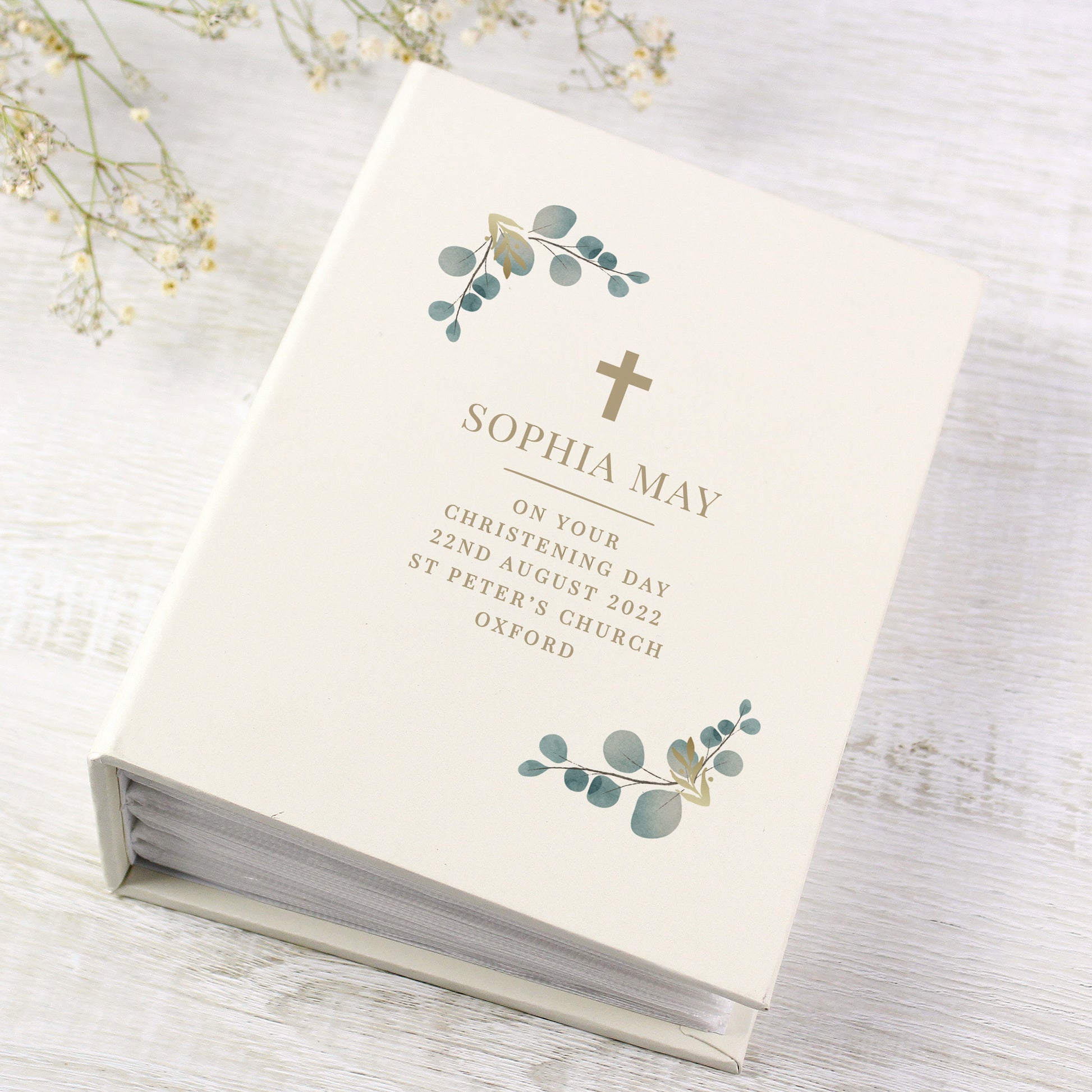 Personalised Botanical Cross 6x4 Photo Album with Sleeves - MK&JD Gifts