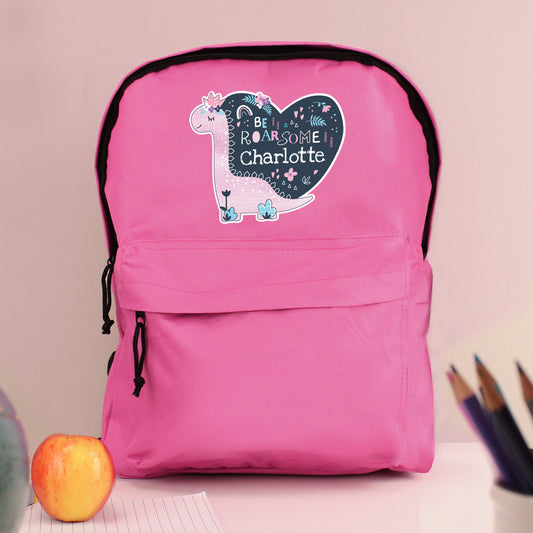 Personalised Dinosaur Pink Backpack - MK&JD Gifts