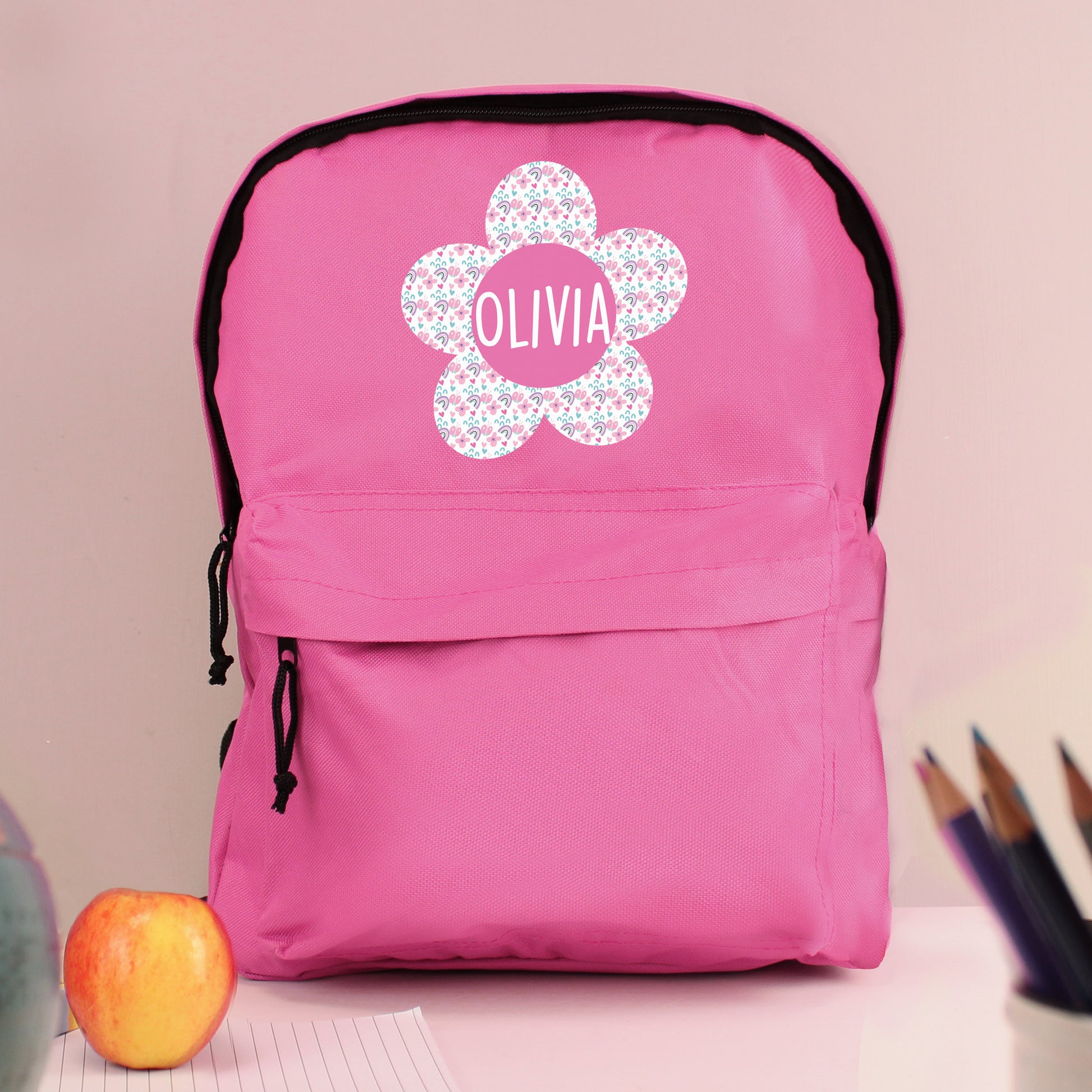 Personalised Flower Pink Backpack - MK&JD Gifts