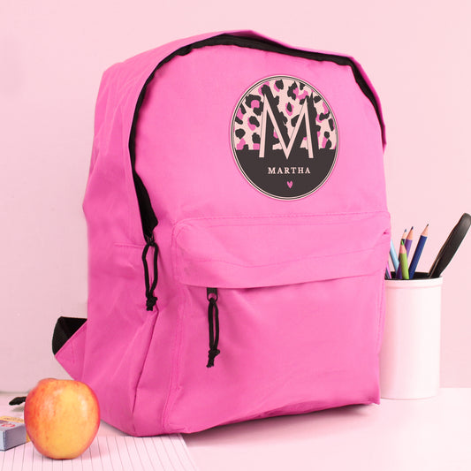 Personalised Leopard Print Pink Backpack - MK&JD Gifts