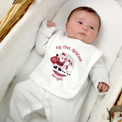 Personalised Rooftop Santa 1st Christmas Bib - MK&JD Gifts
