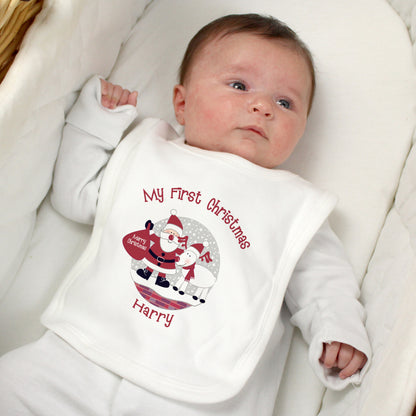Personalised Rooftop Santa 1st Christmas Bib - MK&JD Gifts