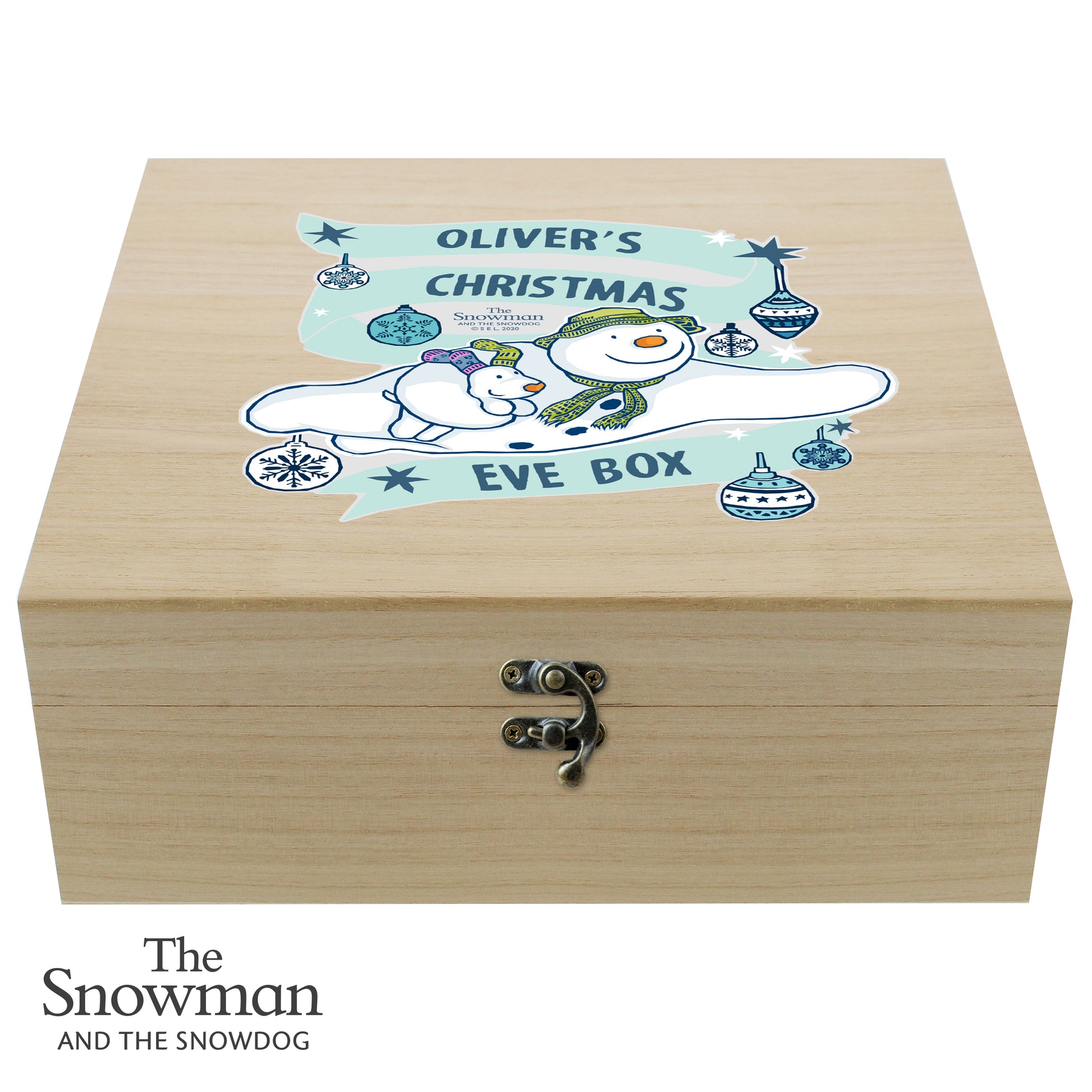 Personalised The Snowman and the Snowdog Large Wooden Christmas Eve Box - MK&JD Gifts