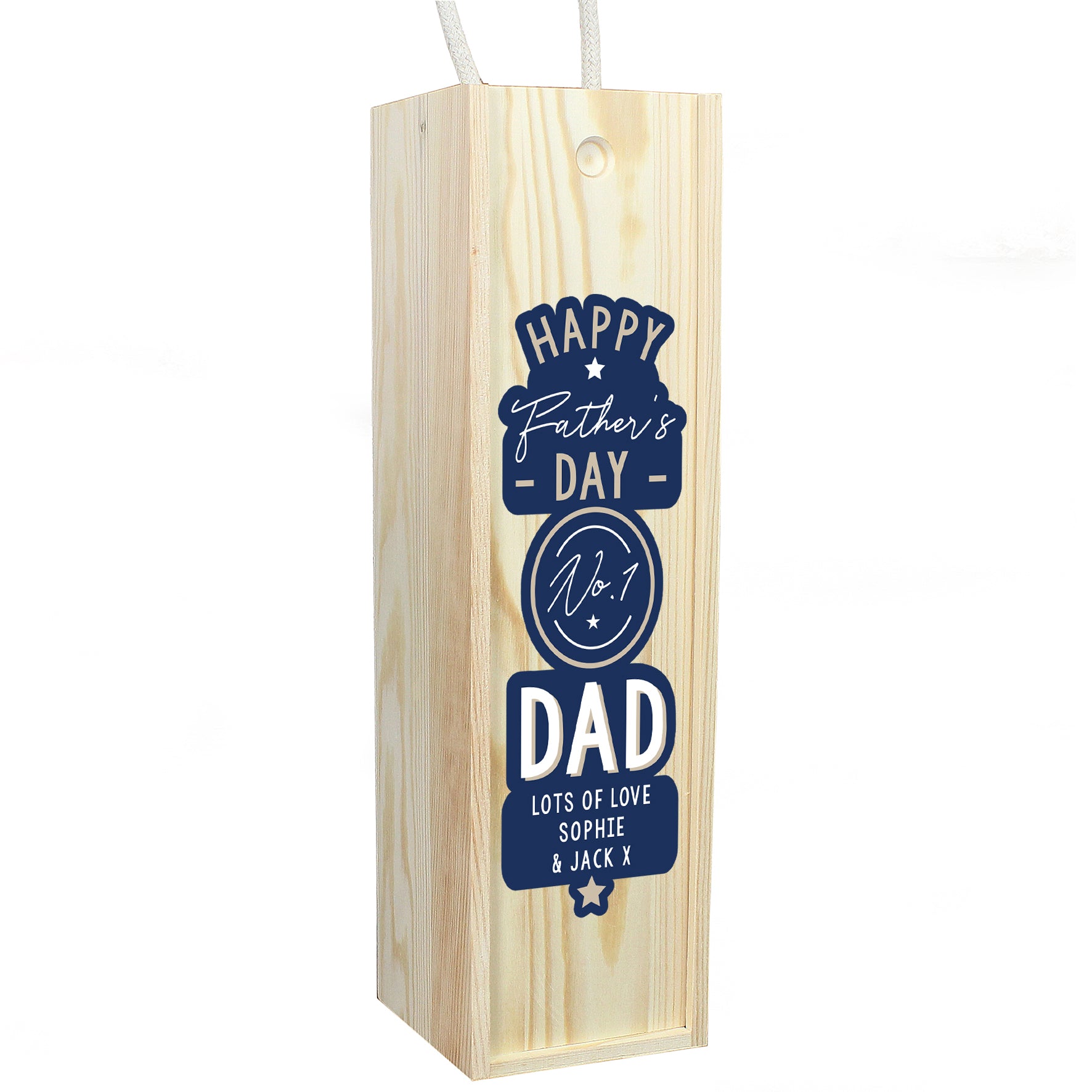 Personalised Happy Father's Day No. 1 Dad Wooden Wine Bottle Box - MK&JD Gifts