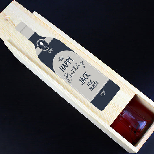 Personalised Free Text Grey Wooden Wine Bottle Box - MK&JD Gifts