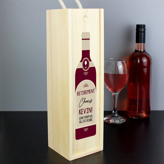 Personalised Free Text Red Wooden Wine Bottle Box - MK&JD Gifts