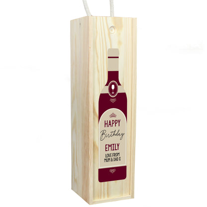 Personalised Free Text Red Wooden Wine Bottle Box - MK&JD Gifts
