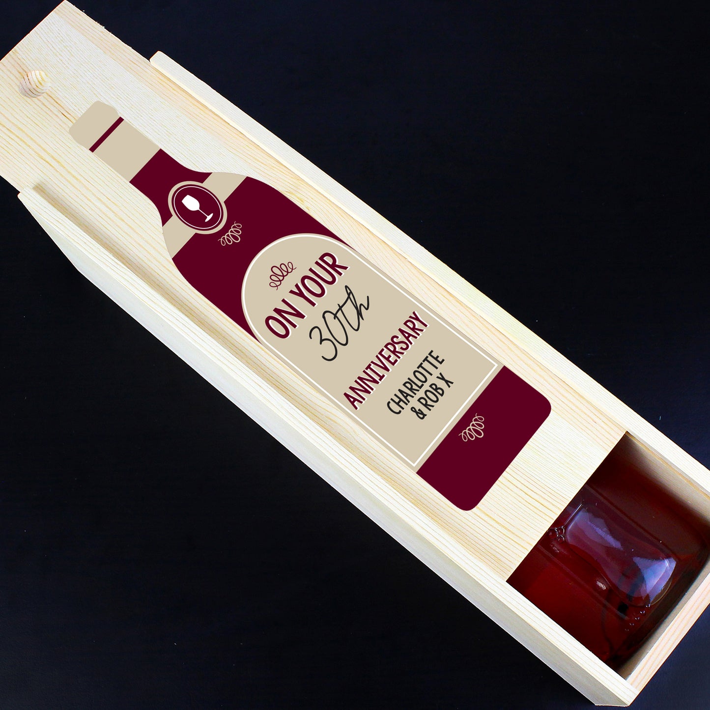 Personalised Free Text Red Wooden Wine Bottle Box - MK&JD Gifts