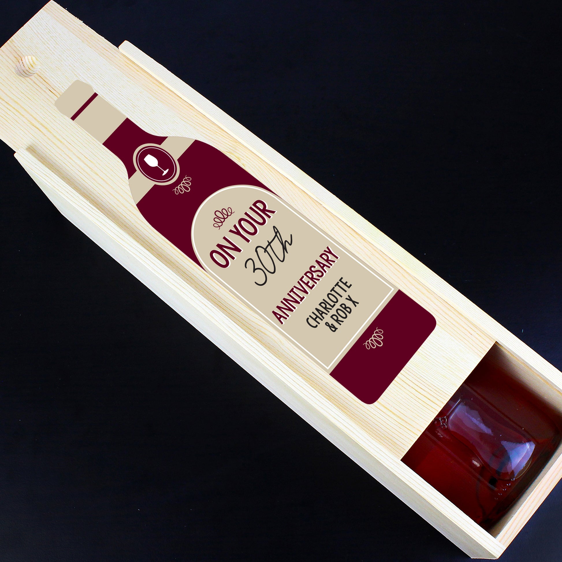 Personalised Free Text Red Wooden Wine Bottle Box - MK&JD Gifts