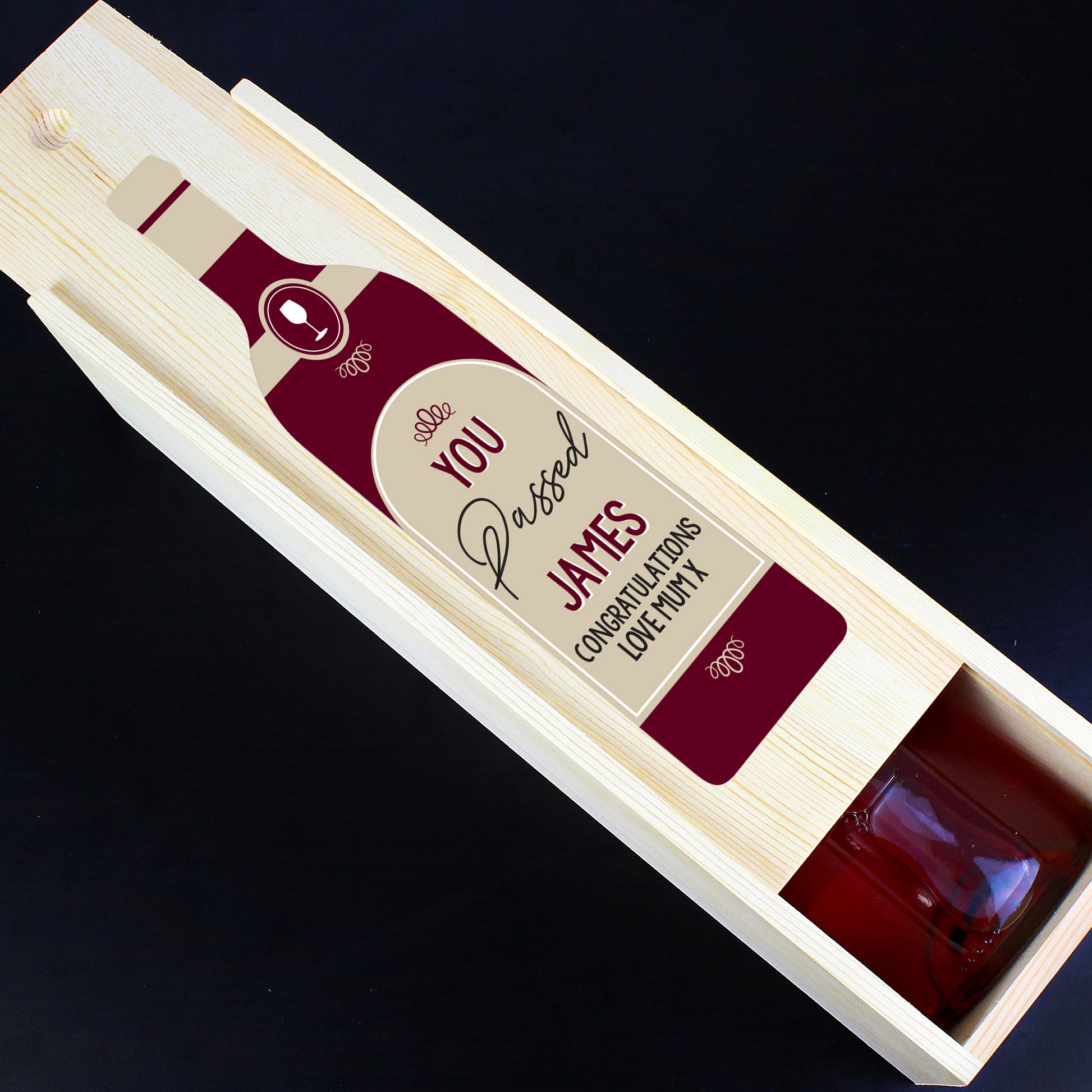 Personalised Free Text Red Wooden Wine Bottle Box - MK&JD Gifts