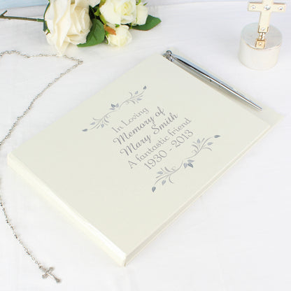 Personalised Sentiments Hardback Guest Book & Pen - MK&JD Gifts