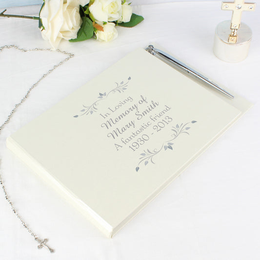 Personalised Sentiments Hardback Guest Book & Pen - MK&JD Gifts