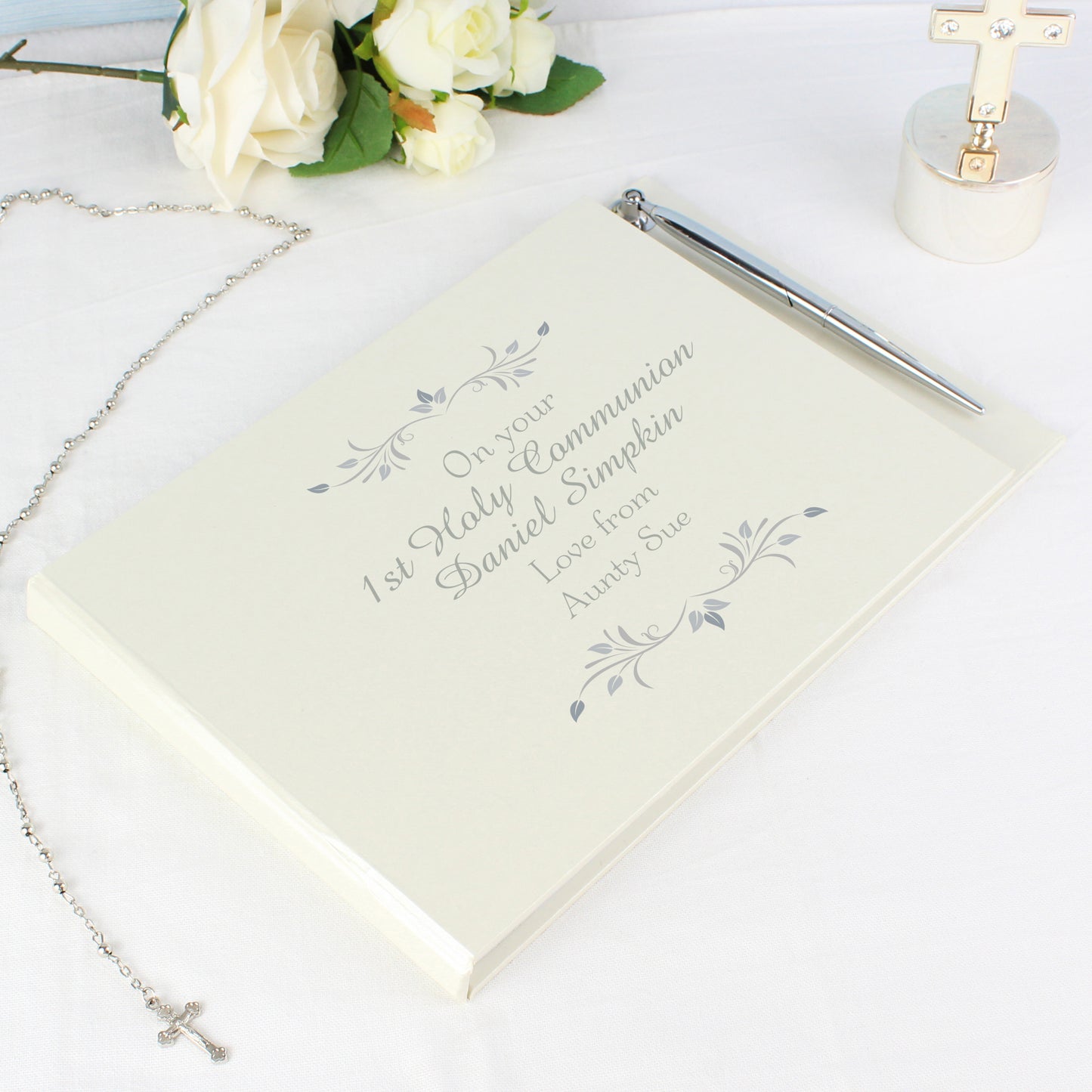 Personalised Sentiments Hardback Guest Book & Pen - MK&JD Gifts
