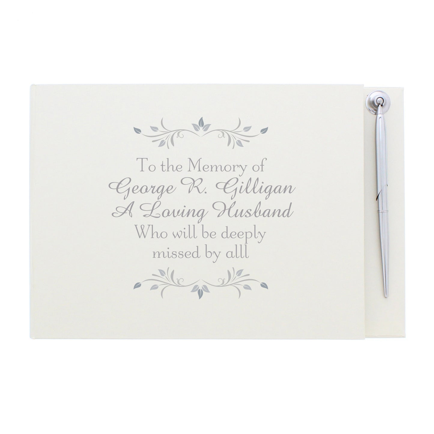 Personalised Sentiments Hardback Guest Book & Pen - MK&JD Gifts