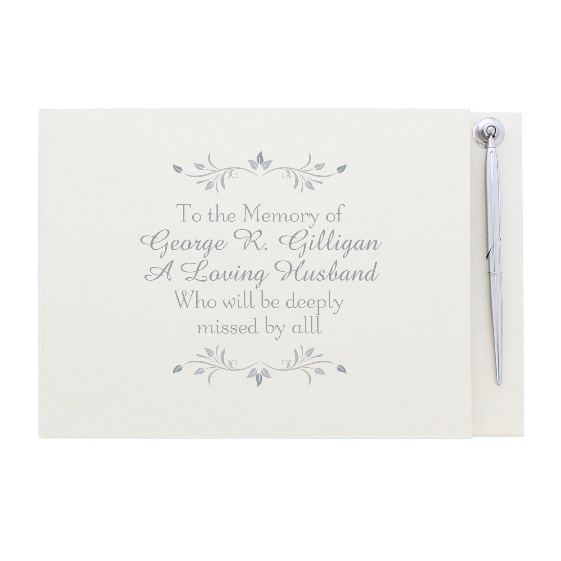 Personalised Sentiments Hardback Guest Book & Pen - MK&JD Gifts