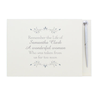 Personalised Sentiments Hardback Guest Book & Pen - MK&JD Gifts