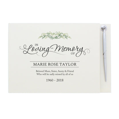 Personalised In Loving Memory Hardback Guest Book & Pen - MK&JD Gifts