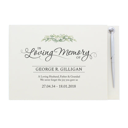 Personalised In Loving Memory Hardback Guest Book & Pen - MK&JD Gifts