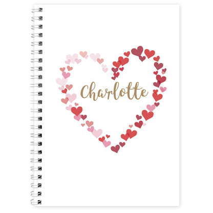 Personalised Confetti Hearts A5 Notebook - MK&JD Gifts