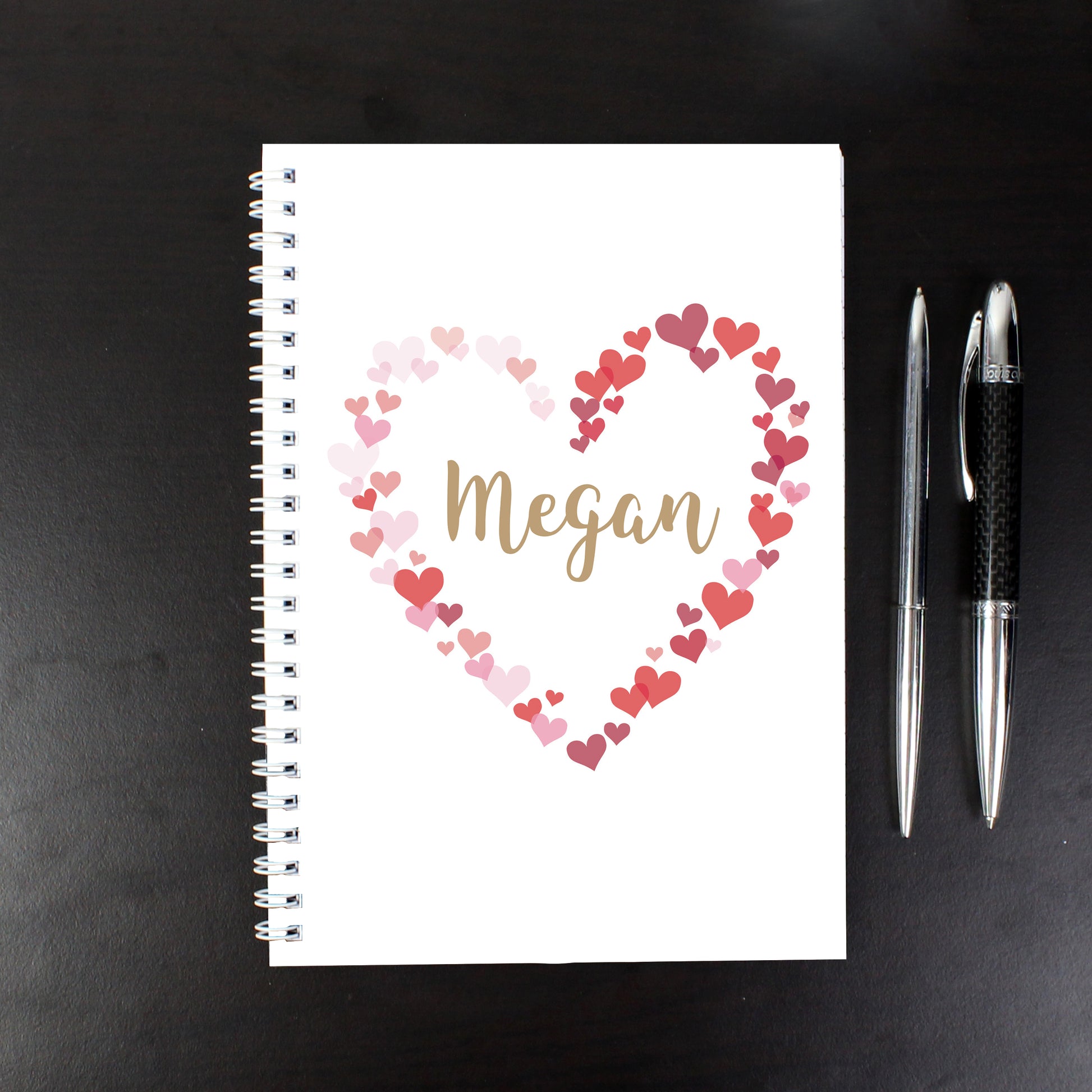Personalised Confetti Hearts A5 Notebook - MK&JD Gifts